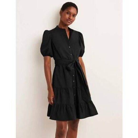 Boden Tiered Shirt Dress in Black 12 Large - Picture 1 of 12